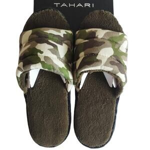 Tahari Memory Foam Slide Green Camouflage Slip On Comfort Slippers Size 7 NWT